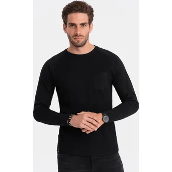 Pánský dlouhý rukáv s vaflovou texturou - černá V4 OM-LSCL-0109 - XXL