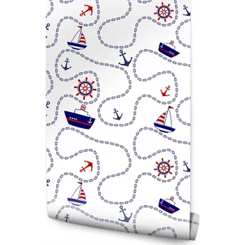 Fototapeta Dětská tapeta LODĚ Plachetnice Moře Kormidla Dekorace