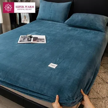 Prostěradlo Teplé zimní froté prostěradlo fleece | zimní povlečení | luxusní prostěradlo - barva obrázku-3,200x220x25cm 1ks