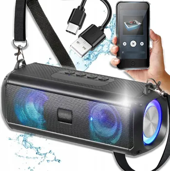 Bluetooth reproduktor BEZDRÁTOVÝ BLUETOOTH REPRODUKTOR BASS BOOMBOX FM RÁDIO USB SD AUX USB-C RGB