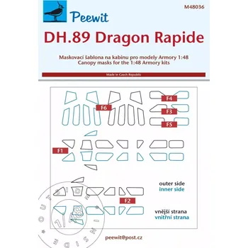 Plastikový model Peewit 1/48 Canopy mask DH.89 Dragon Rapide (ARMORY)