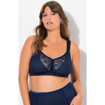 Podprsenka Ulla Popken, Plus size Podprsenka minimizer, prostorné košíčky, bez kostic, košíčky C-E pro plnoštíhlé nadměrná velikost, 830098139-1096, modrý, 115D, Nadměrné velikosti, Plus size oblečení, Oblečení pro boubelky, Oblečení pro baculky, Oblečení pro plnošt