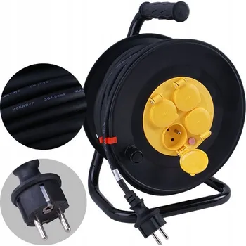 Prodlužovací kabel Prodlužovací Kabel na bubnu 30m guma 3x2,5mm² kovový buben
