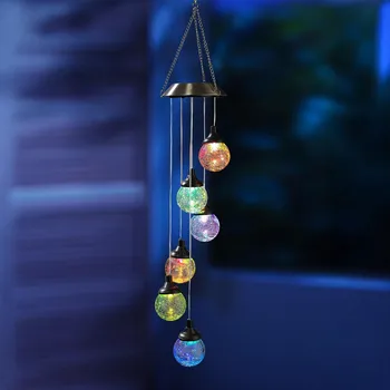 Vánoční dekorace Haushalt international Solární větrohra s šesti LED skleněnými koulemi 834632 52 cm černá