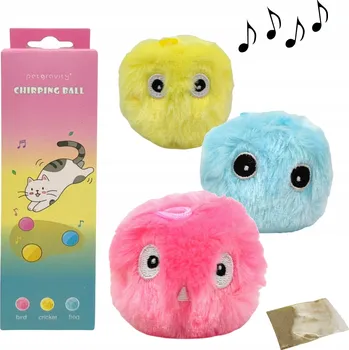 Hračka pro kočku 3x Interaktivní míček pro kočky se zvukem Žáby, Cvrčka a Ptáka + Šanta kočičí
