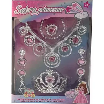 Karnevalový kostým Set pro princeznu korunka, náušnice a náhrdelník