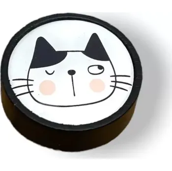 Nábytková knopka Bianco černá, motiv kočky V102