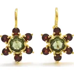 Stříbrné náušnice s vltavínem a českým granátem Elaris - Zlacení