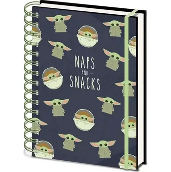 Zápisník CurePink Blok s kroužkovou vazbou Star Wars Hvězdné války: Snack And Naps A5 21 x 14,8 cm SR73254