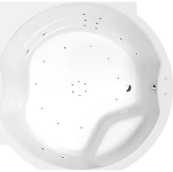 Vana Polysan ROYAL CORNER hydromasážní vana, 173x173x49cm, Attraction Hydro-Air, chrom, 74211.4010