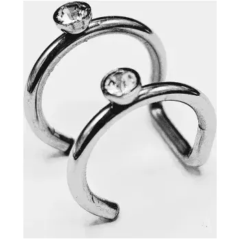 Piercing Ocelová ušní manžeta - falešný piercing s čirým kamínkem