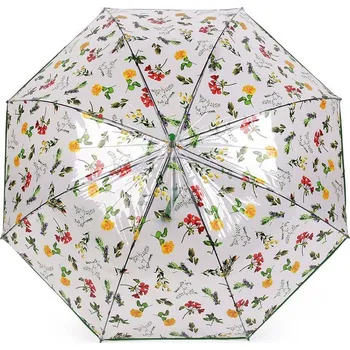 Deštník Dámský / dívčí průhledný vystřelovací deštník luční květy - 2 zelená