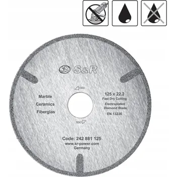 Řezný kotouč Diamantový řezný kotouč 125 mm. S&R pro mramor