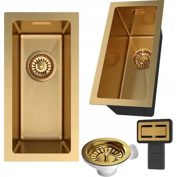 Granitový dřez Jednokomorový dřez Granitan SILVO ocel zlatý