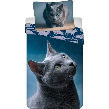 Povlečení Jerry Fabrics Dark Cat 140 x 200, 70 x 90 cm zipový uzávěr
