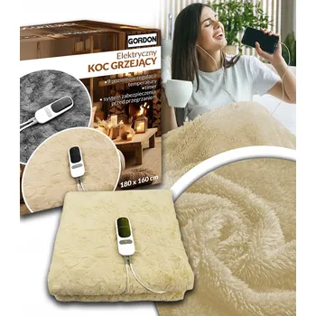VELKÁ ELEKTRICKÁ VYHŘÍVANÁ DEKA CHLUPATÁ MĚKKÁ VYHŘÍVACÍ PODLOŽKA 180 X 160 BÉŽOVÁ