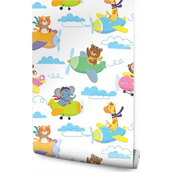 Fototapeta Dětská Tapeta - Zvířátka Letadla /162299996