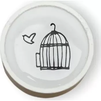 Nábytková knopka Nero bílá, motiv ptáček V38