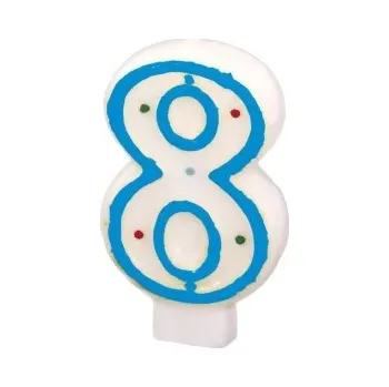 Narozeninová svíčka 7,3cm s puntíčky číslo 8 Amscan