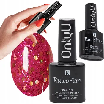 Přípravek na nehty INTENZIVNÍ RŮŽOVÝ HYBRIDNÍ LAK S BROKÁTOVÝM LESKEM UV LAK OnlyU/L144