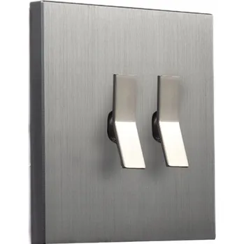 vypínač Kovový dvojitý vypínač schodišťový čtvercový nikl Togglica Deuce