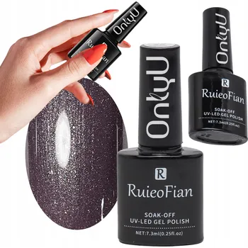 Přípravek na nehty ŠVESTKOVO FIALOVÝ HYBRIDNÍ LAK S BROKÁTY UV lak OnlyU /L104