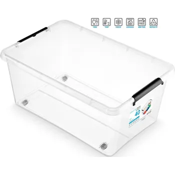 Úložný box box 40,0l SIMPLE-1722, 58x39x25cm, koleč.,transp.plast
