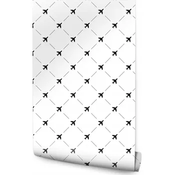 Fototapeta Dětská tapeta černobílá – kostka, letadla