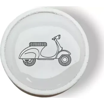 Nábytková knopka Nero bílá, motiv skútr V32