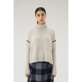 Dámský svetr ROLÁK WOOLRICH WOOL CABLE' TURTLENECK MILKY CREAM