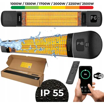 Přímotop ZÁŘIČ TEPLA LUXEVA ELEKTRICKÝ OHŘÍVAČ 2500W ČERNÝ S DÁLKOVÝM OVLÁDÁNÍM A WIFI