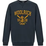 MIKINA WOOLRICH NAVY LOGO CREWNECK MELTON BLUE