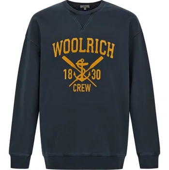 Pánská mikina MIKINA WOOLRICH NAVY LOGO CREWNECK MELTON BLUE