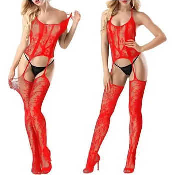 Souprava dámského spodního prádla Medvídárek Bodystocking H158 - červená