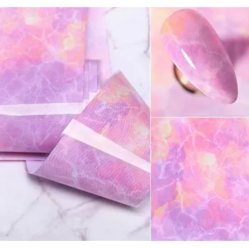 Fólie na nehty - růžový mramorový vzor