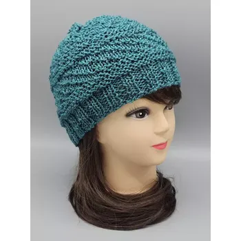 Čepice Ručně pletená merino čepice petrolejová (50 - 57 cm)