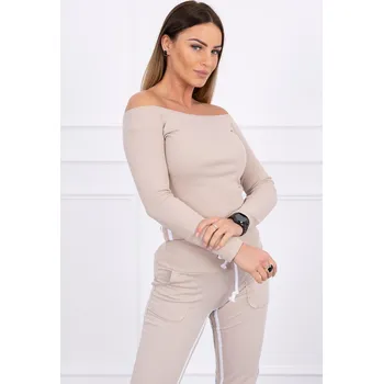 Dámská Béžovo-Bílá Sada s Lemováním K-Fashion, UNI i519_14991-U
