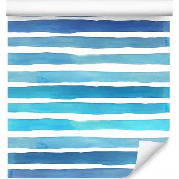 Fototapeta Dekorativní tapeta Akvarelové modré PRUHY 3D