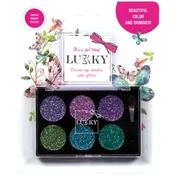 Oční stíny Lukky krémové oční stíny se třpytkami a štětcem, 6 barev