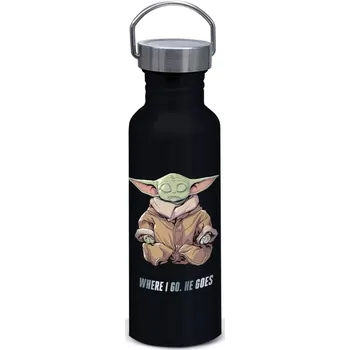 Láhev Hliníková láhev s motivem Grogu z Mandalorianu