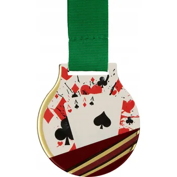 Barevná medaile pokerové karty bridž 5 cm + stuha + gravírování