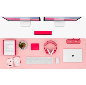 Psací stůl Oboustranná kožená podložka na psací stůl/pod myš XXL Barva: Růžová/světle modrá