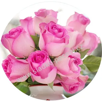 Jedlá dekorace na dort Obrázek Jedlý papír Růže růžové