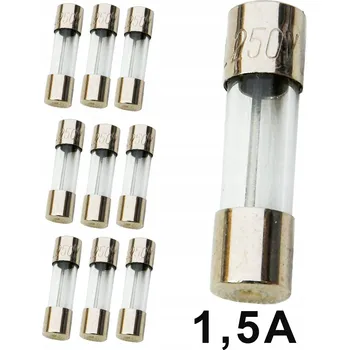 Autopojistky 10x Skleněná pojistka TV WTA 1,5A 20mm 10 Ks LED
