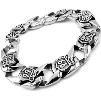 Náramek Steel Jewelry Náramek route 66 z chirurgické oceli pánský masivní NR231033 dárkové balení zdarma