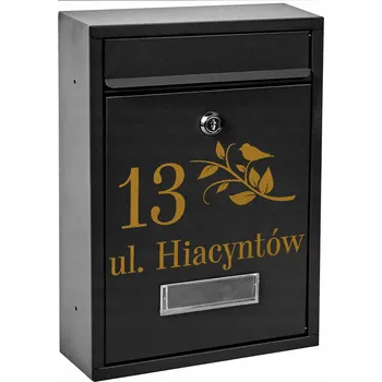 Poštovní schránka POŠTOVNÍ SCHRÁNKA NA DOPISY ČERNÁ + ZLATÝ VZOR NÁPIS SCHRÁNKA S NÁPISEM