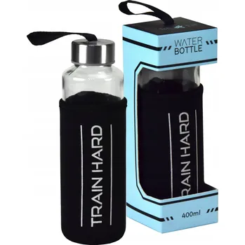 Láhev SPORTOVNÍ SKLENĚNÁ LÁHEV LAHEV NA PITÍ NA TRÉNINK PROTISKLUZOVÝ OBAL 400 ml