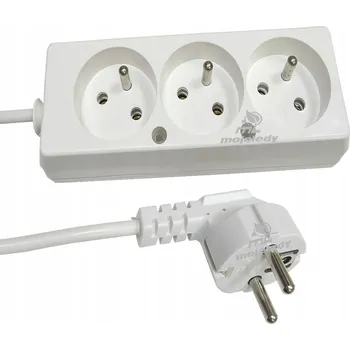 Napájecí kabel Prodlužovací Kabel 3 zásuvky s uzemněním 3m bílý PS-370