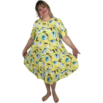 Dámské šaty NOVINKA - Šaty s rukávky Růžičky - žluté
