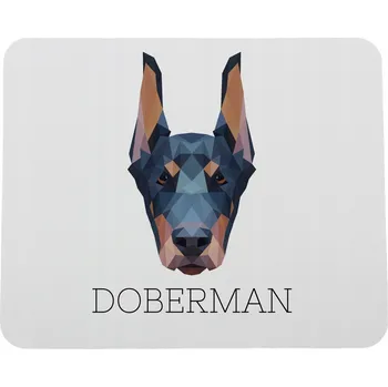 Obraz Doberman, Dobermann I - geometrická podložka s fotkou a nápisem pod myš